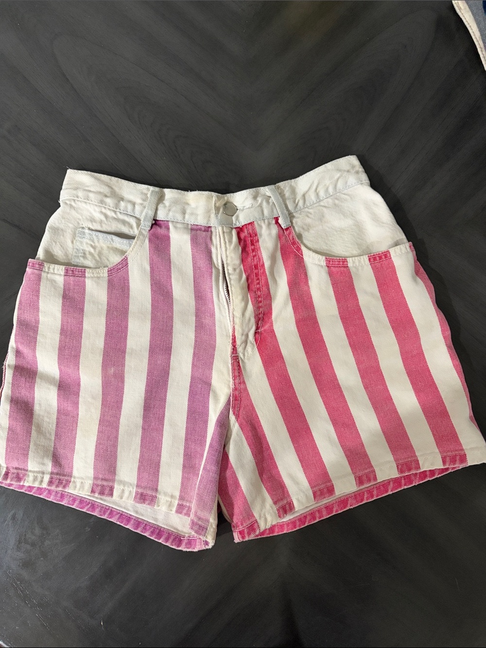 Capezio Pink & White Striped Denim Shorts